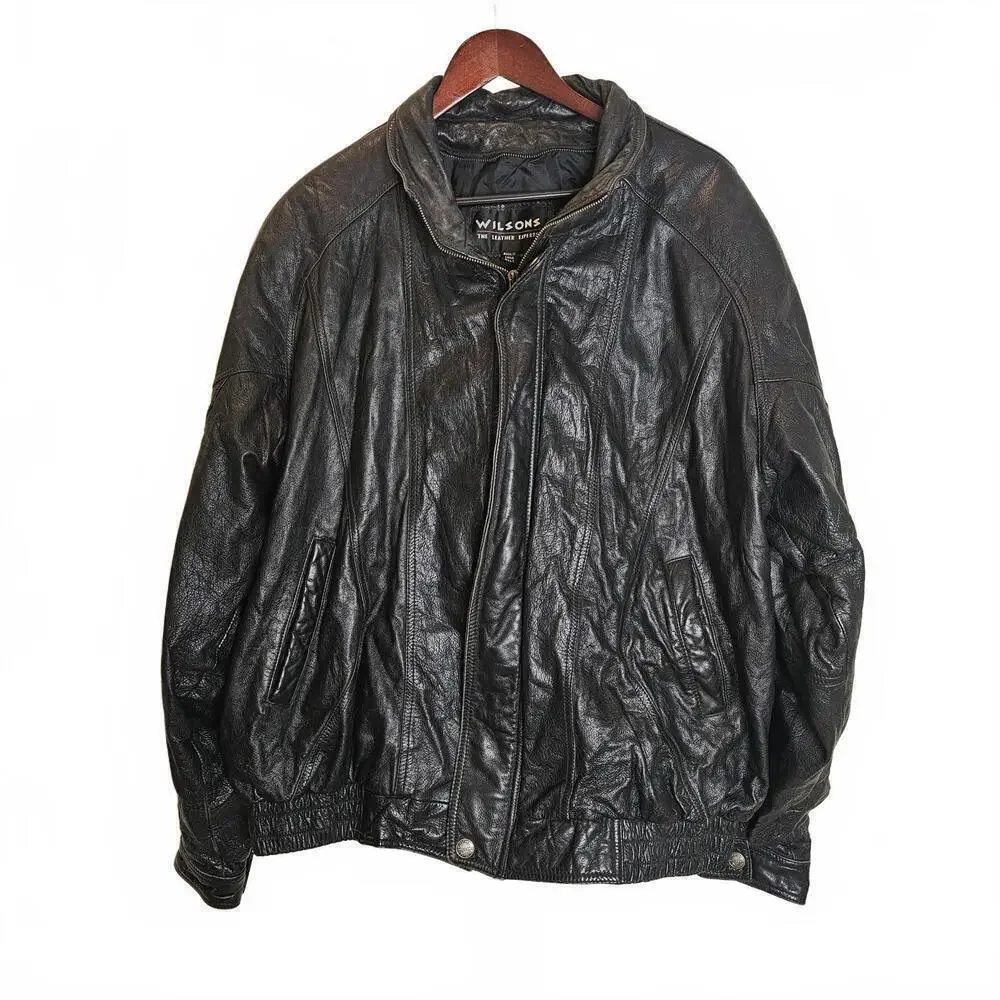 Wilson's Leather Black Bomber Jacket - 2XLT